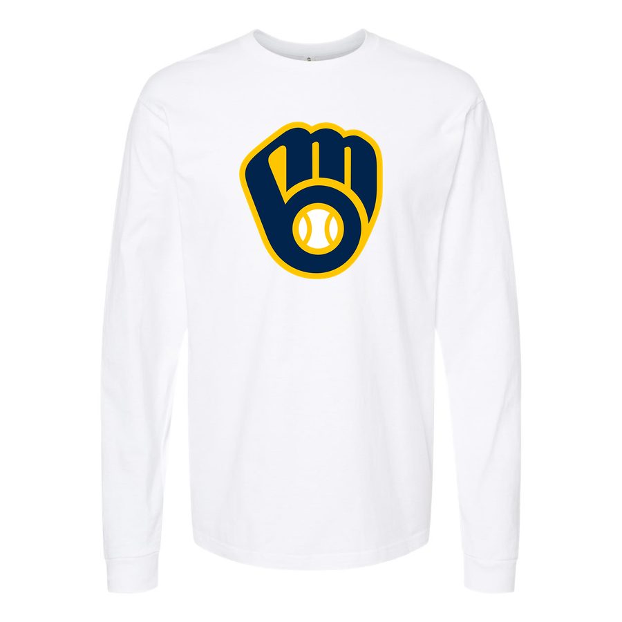 Men's Milwaukee Brewers Long sleeves Cotton Blend T-Shirt - White
