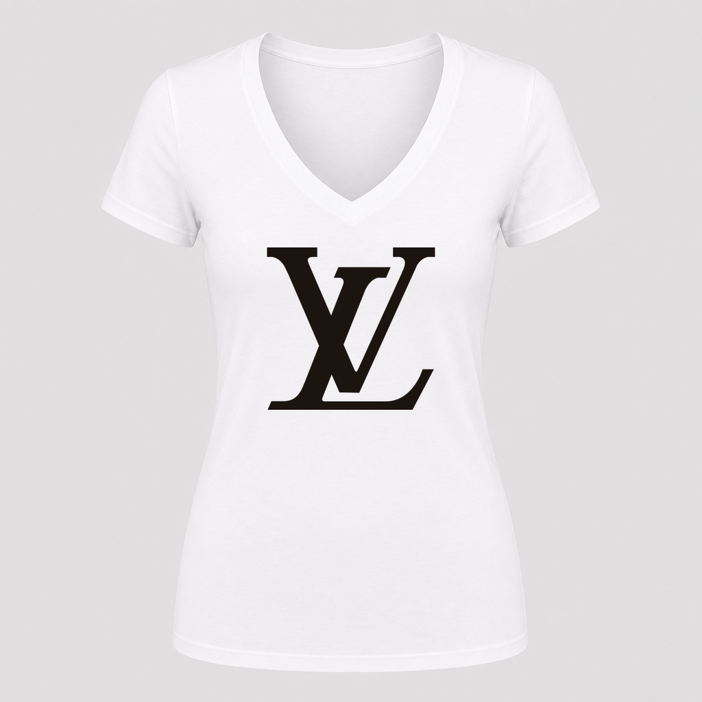 Women's Louis Vuitton V Neck T-Shirt in white