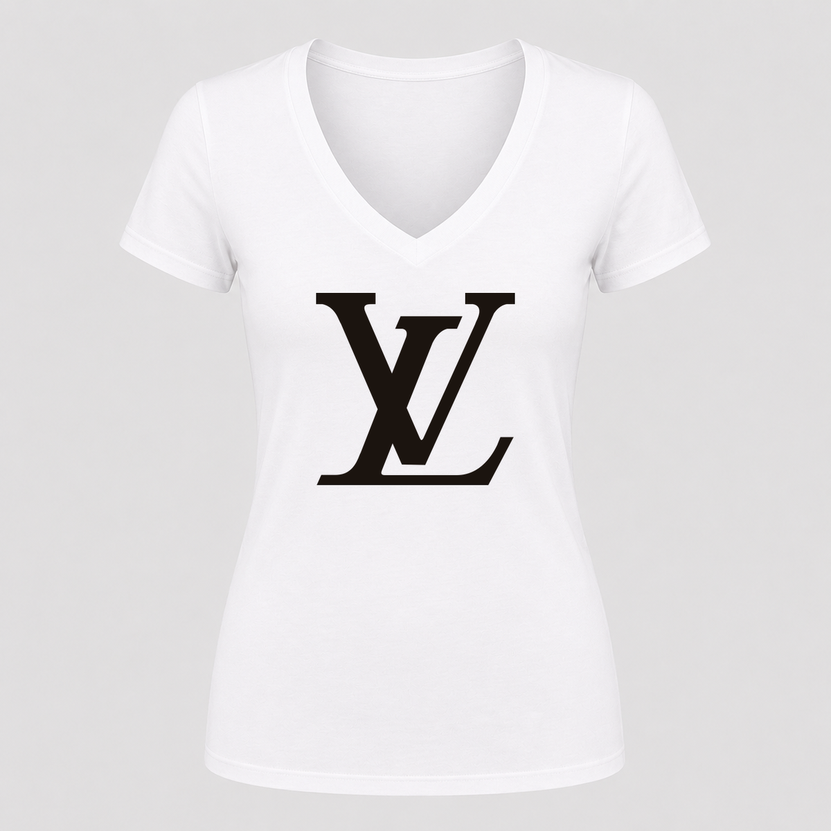 Women's Louis Vuitton V Neck T-Shirt in white