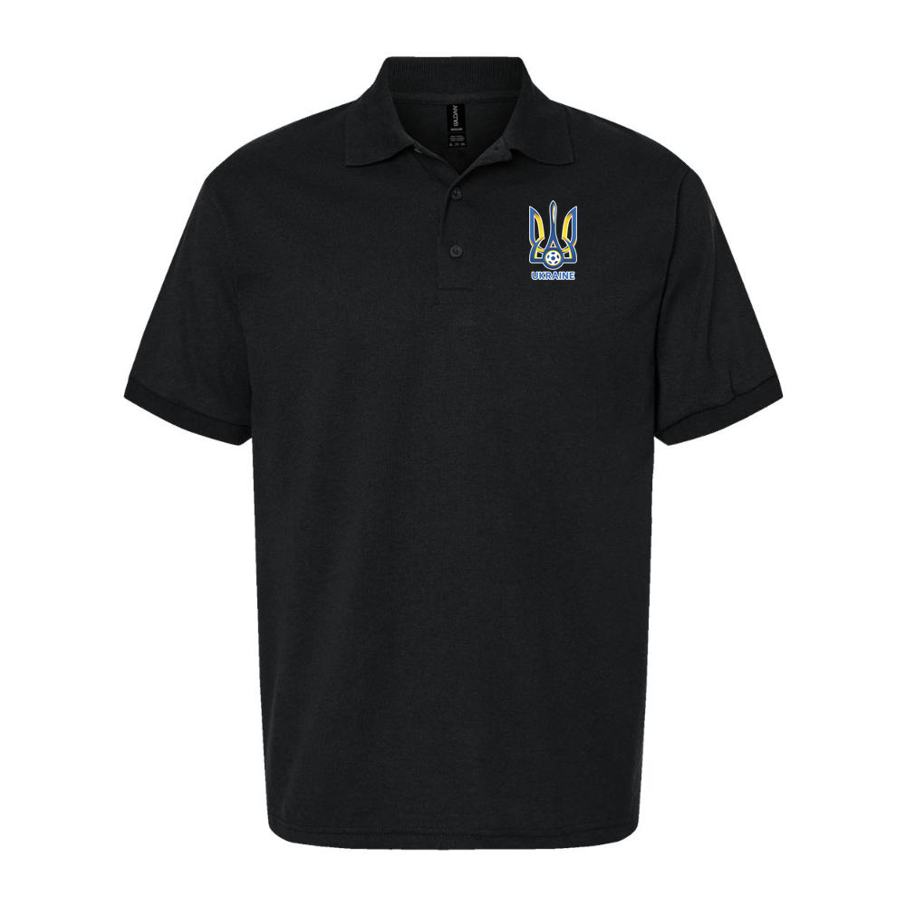 Men's Ukraine National Football Soccer Team Dry Blend Polo - Black
