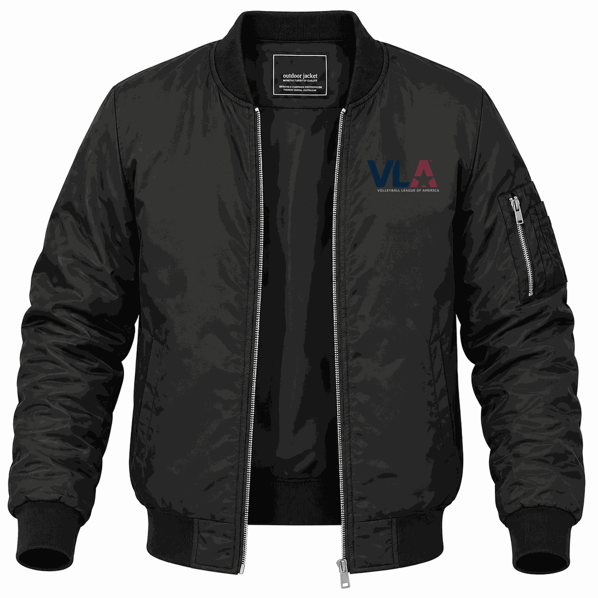 Men's American Volleyball League Logo Lightweight Bomber Jacket - Black