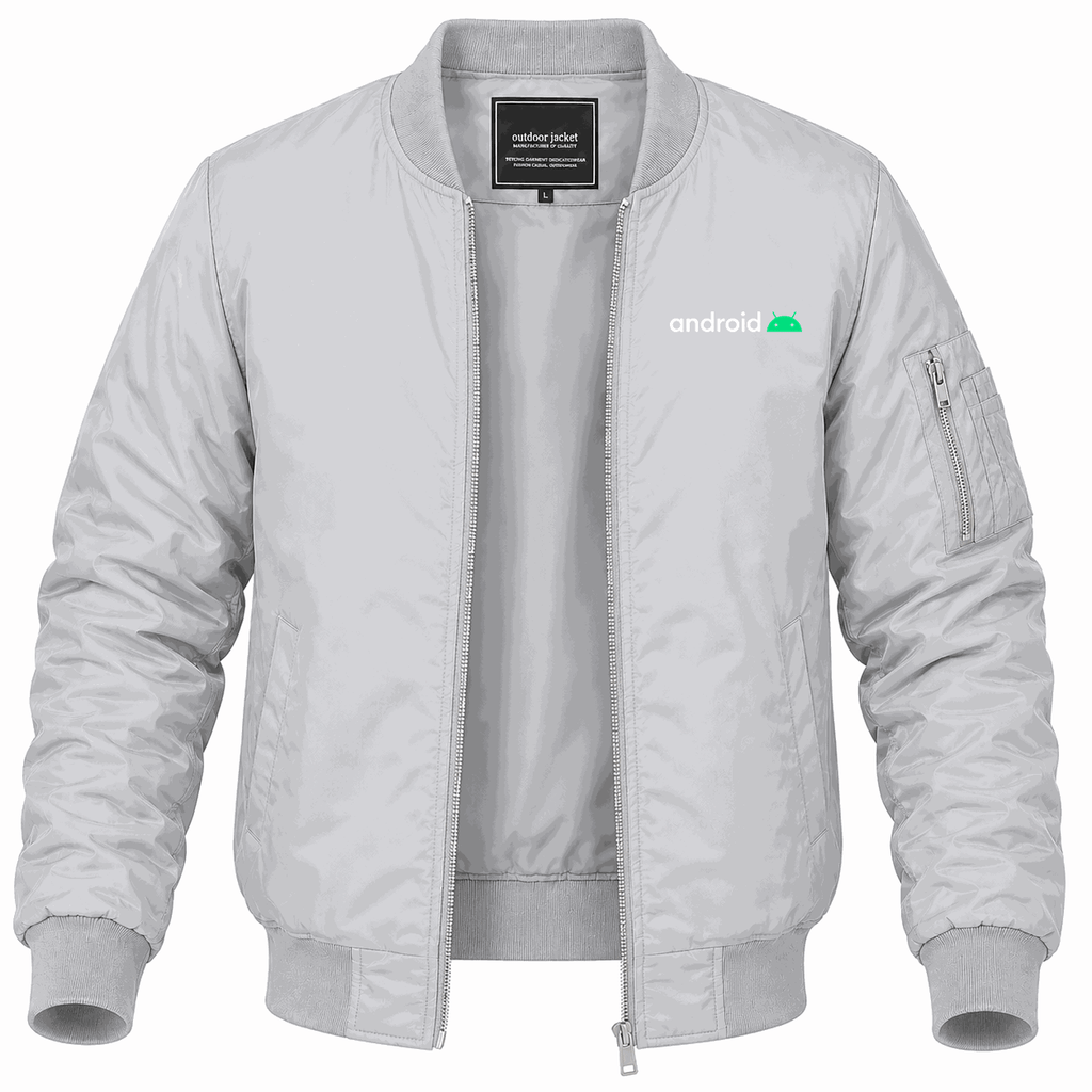 Men's Android White Lightweight Bomber Jacket - Gray