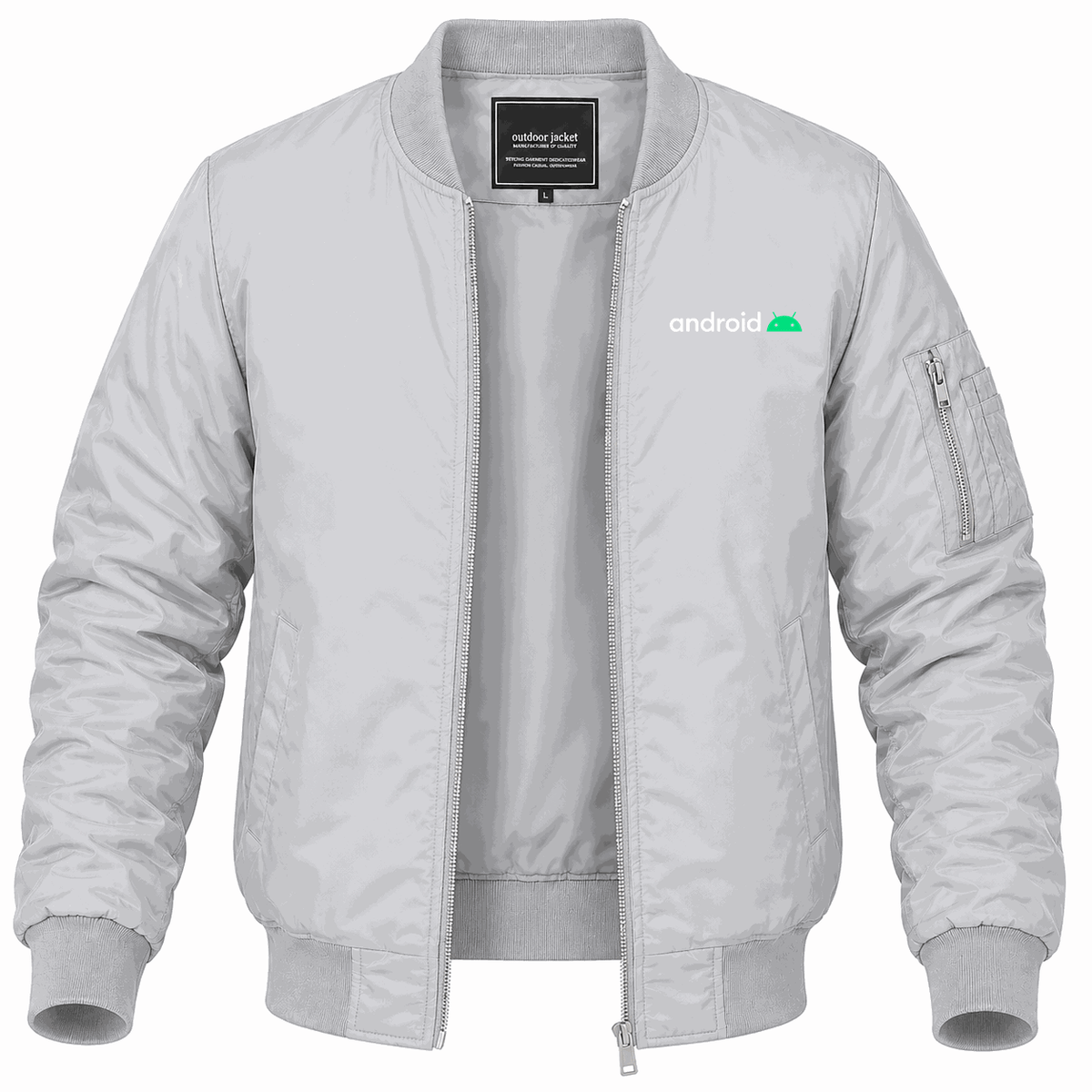 Men's Android White Lightweight Bomber Jacket - Gray