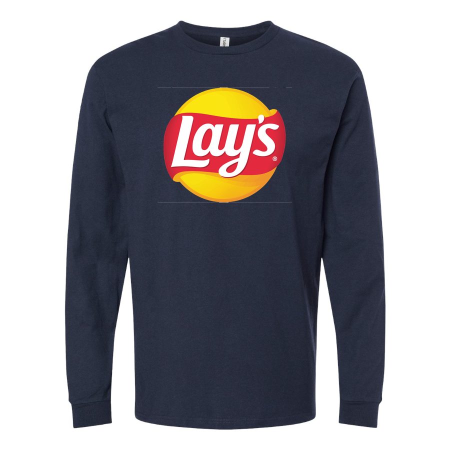 Men's Lays-Logo-food Long sleeves Cotton Blend T-Shirt - Navy