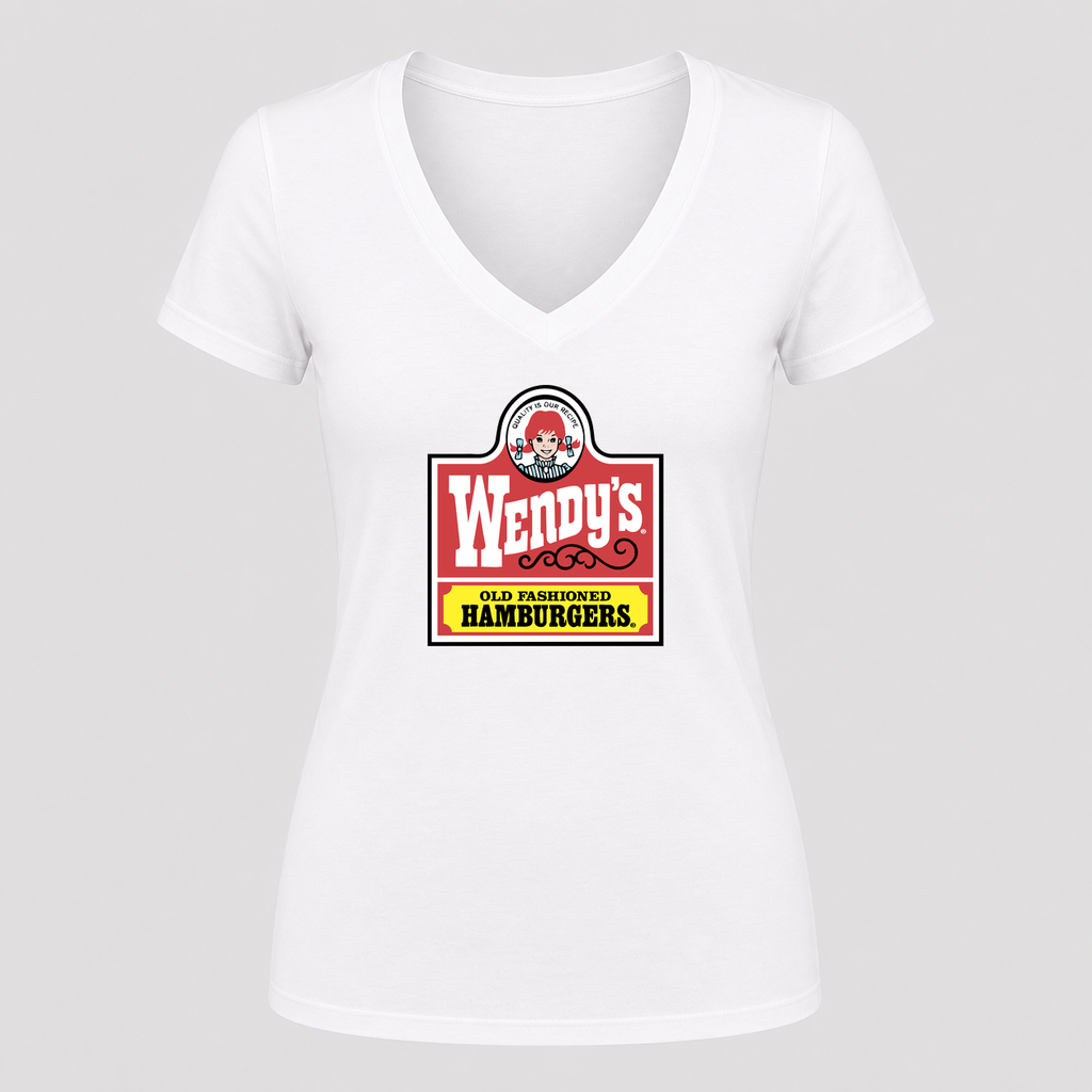 Women's Wendy's V Neck T-Shirt in white