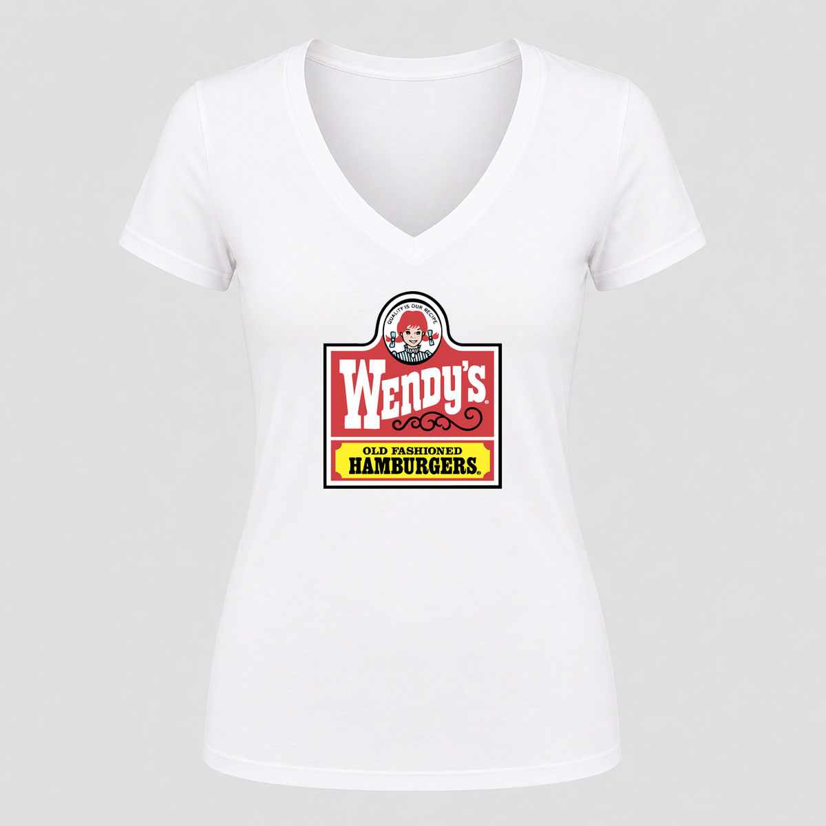 Women's Wendy's V Neck T-Shirt in white