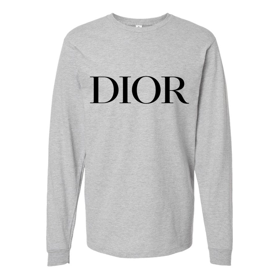Men's Dior-Logo-1536x864 Long sleeves Cotton Blend T-Shirt - Gray