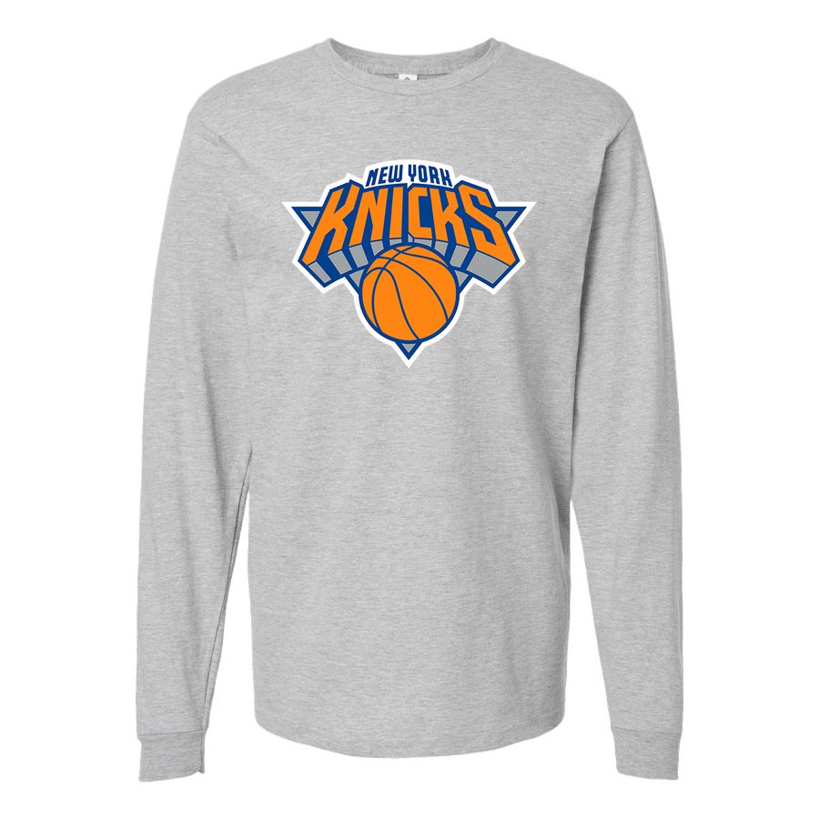 Men's New York Knicks Long sleeves Cotton Blend T-Shirt - Gray
