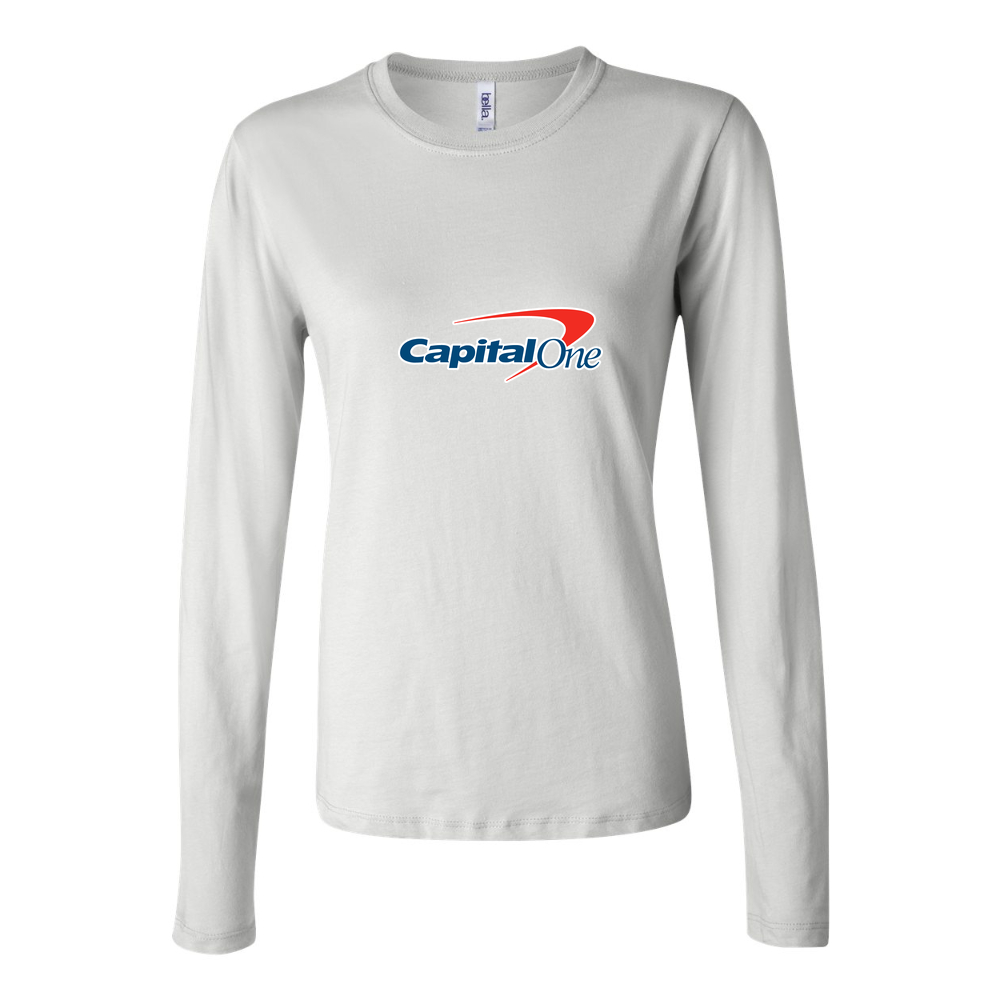 Women's Capital One Logo 1536x864 Long Sleeve T-Shirt - White