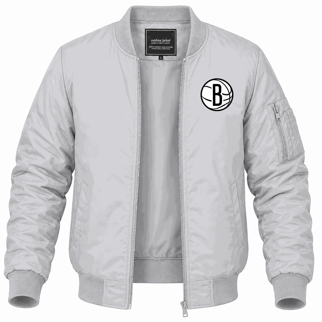 Men's Brooklyn Nets Lightweight Bomber Jacket - Gray
