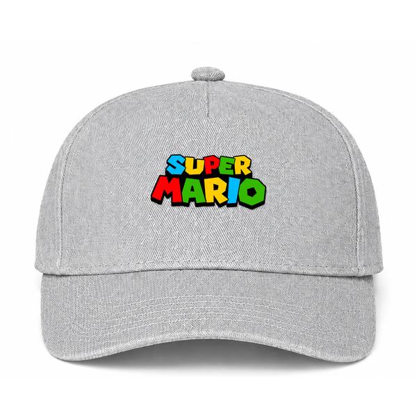 Super Mario Logo Gray Dad Baseball Cap Hat
