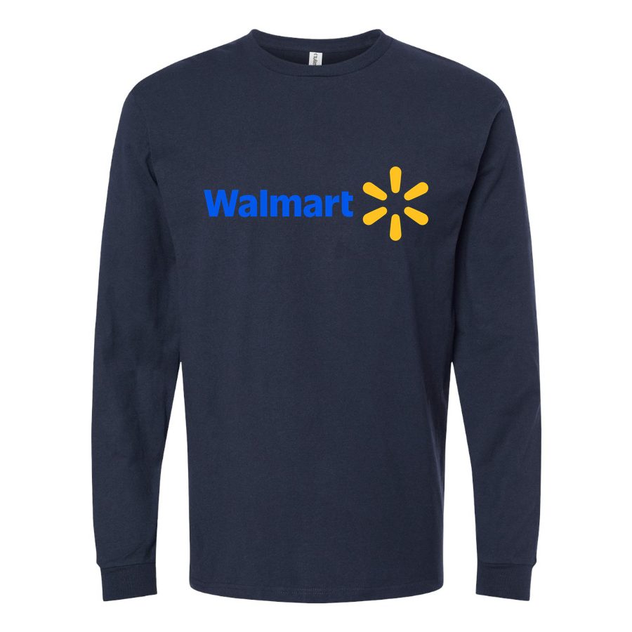 Men's Walmart-Logo-1536x864 Long sleeves Cotton Blend T-Shirt - Navy