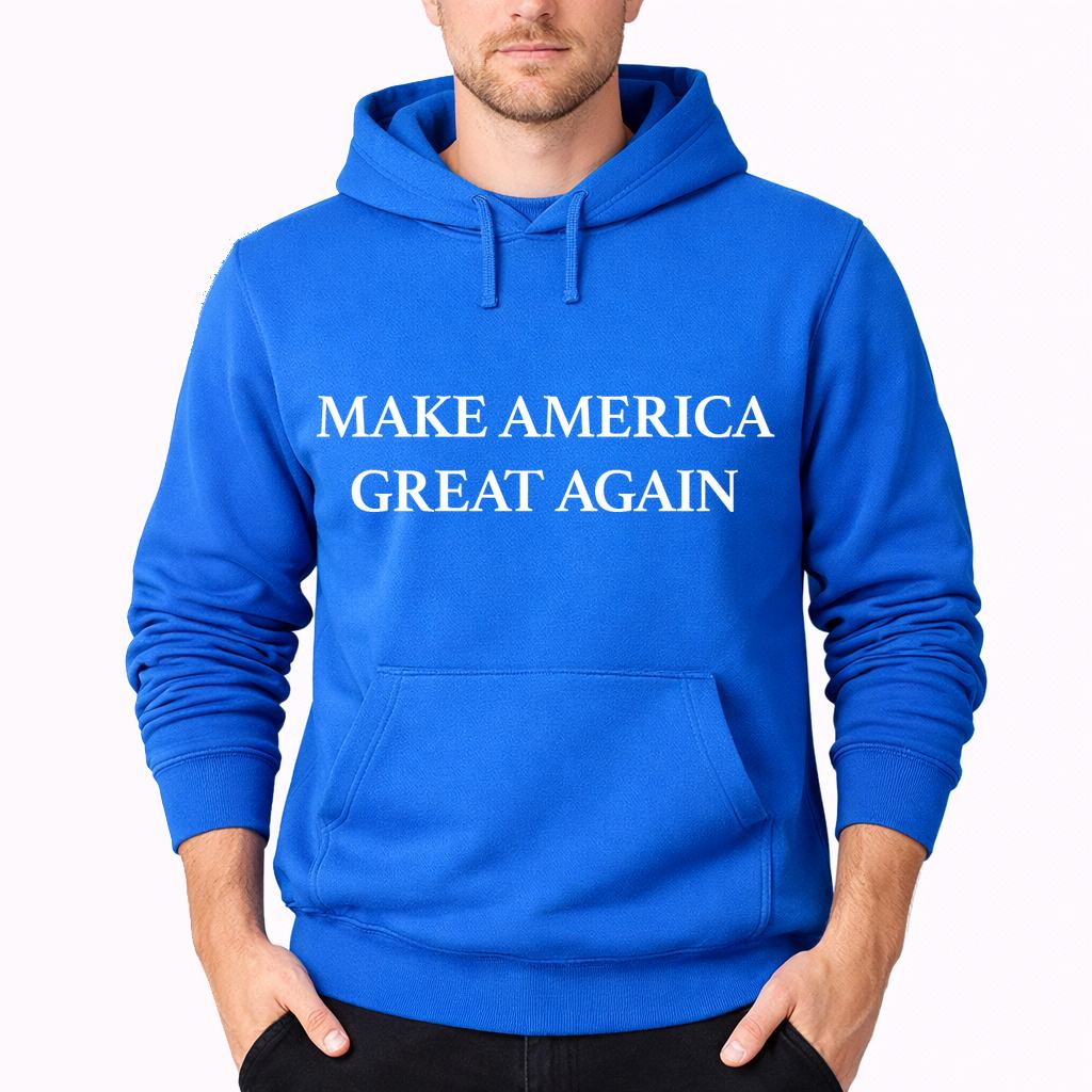 Men's Make America Great Again White Logo Pullover Hoodie - Azure