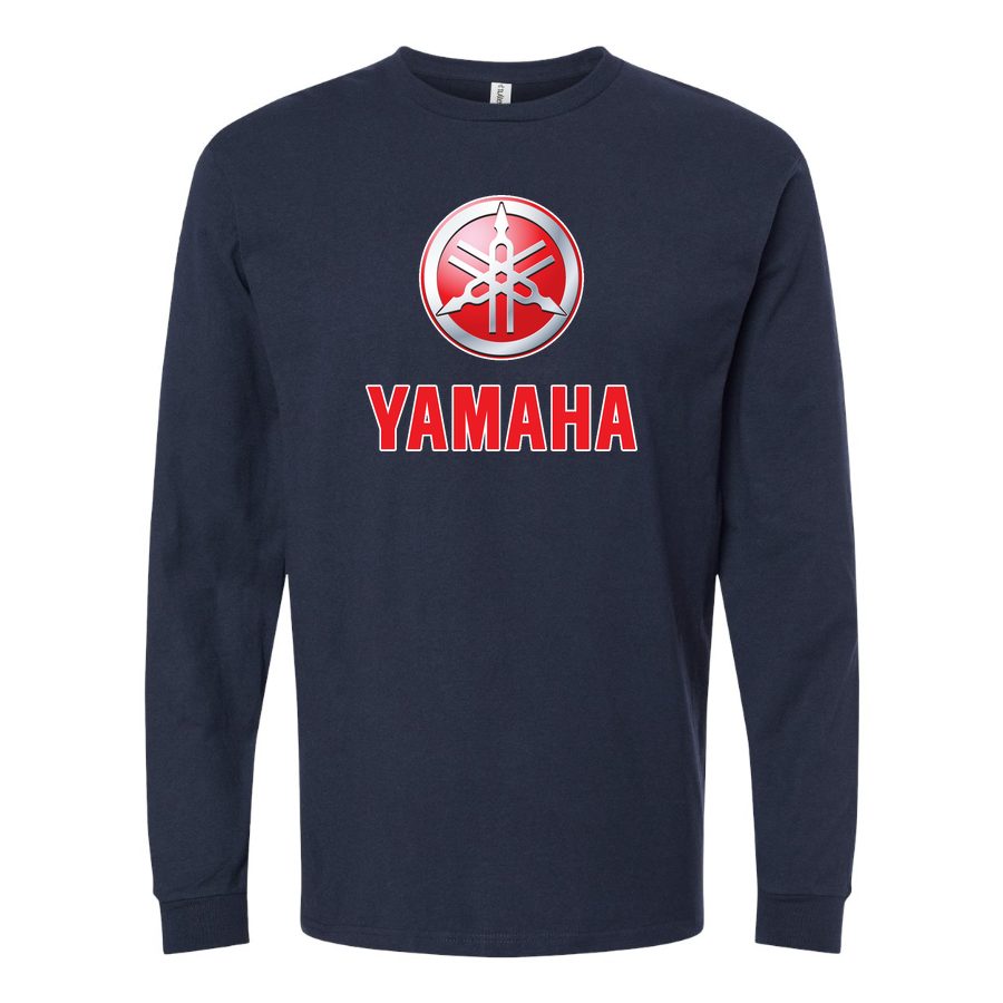 Men's YAMAHA Logo Long sleeves Cotton Blend T-Shirt - Navy