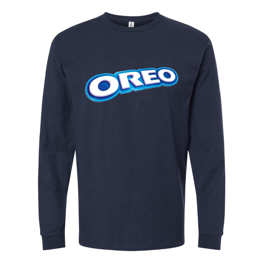 Men's Oreo-Logo-food-1536x864 Long sleeves Cotton Blend T-Shirt - Navy