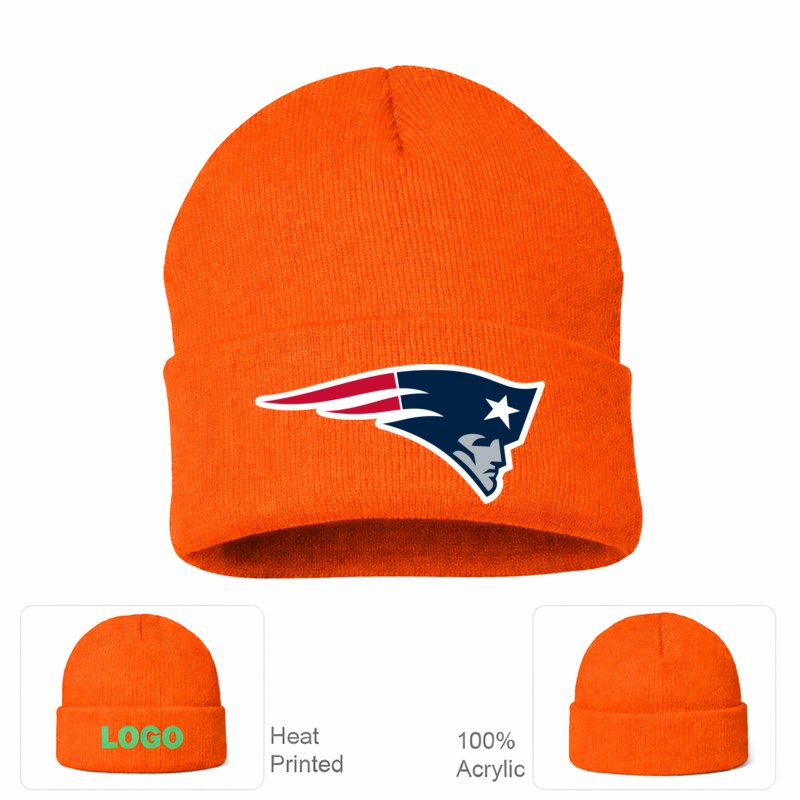 New England Patriots Orange Beanie Hat