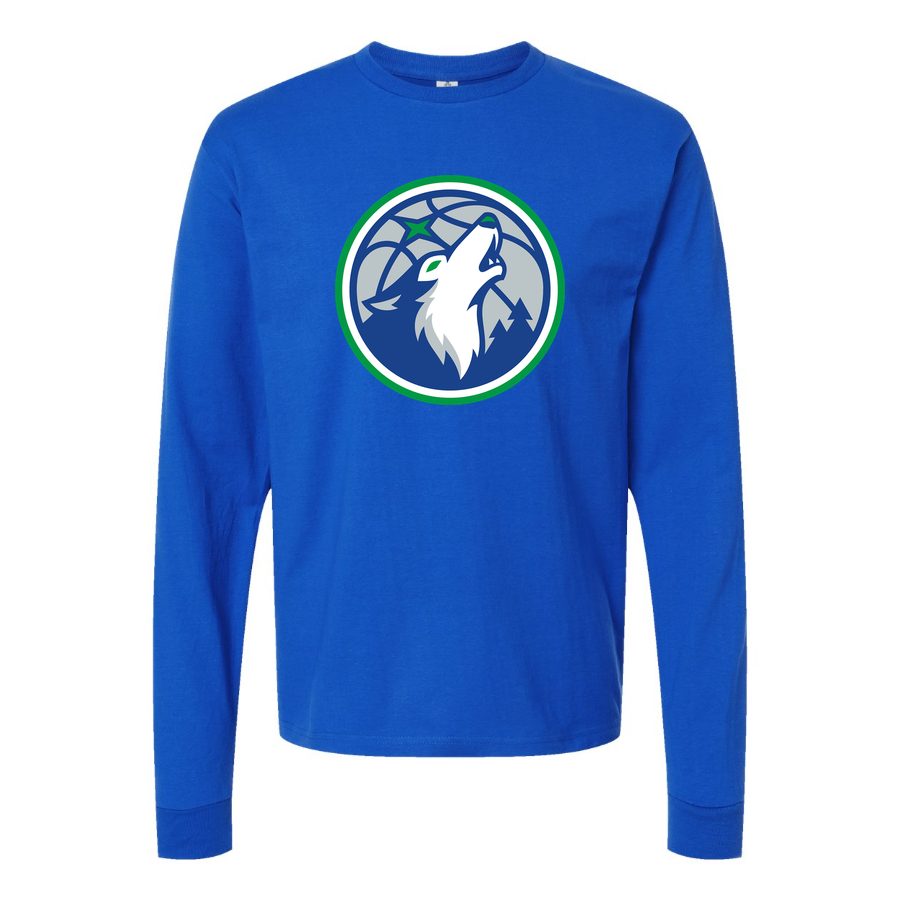 Men's Minnesota Timberwolves Long sleeves Cotton Blend T-Shirt - Blue
