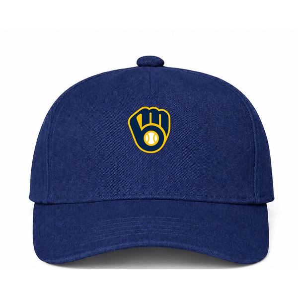 Milwaukee Brewers MLB Logo Navy Dad Baseball Cap Hat