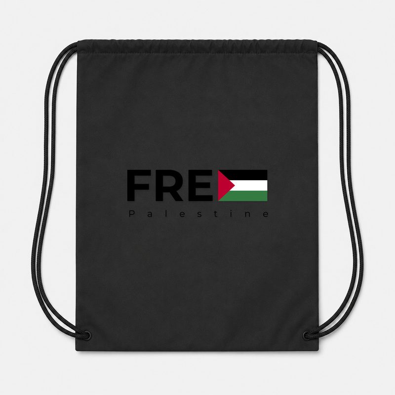 Free Palestine Black Drawstring Bag - Black