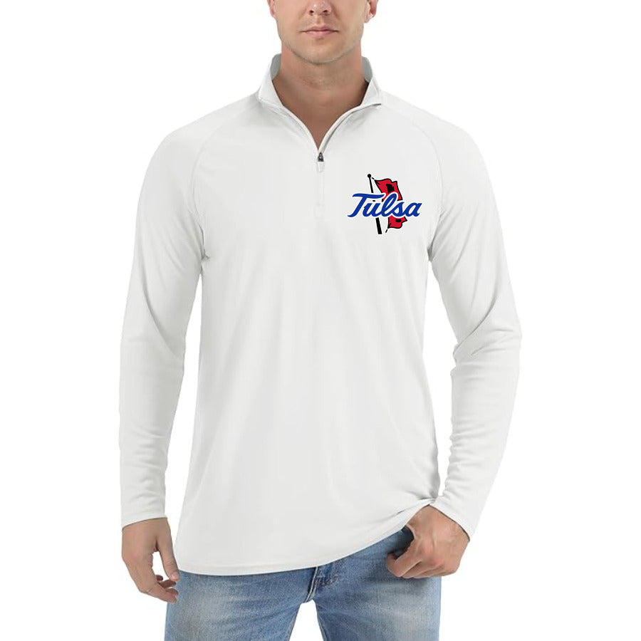 Tulsa Golden Hurricane Logo quarter-zip athletic shirt in White
