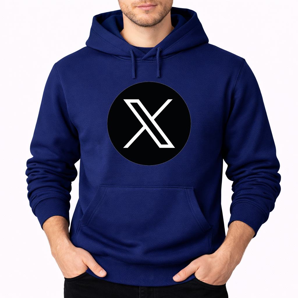 Men's Twitter X Pullover Hoodie - Navy