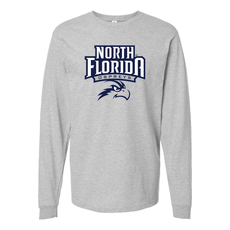 Men's UNF Ospreys Logo Long sleeves Cotton Blend T-Shirt - Gray