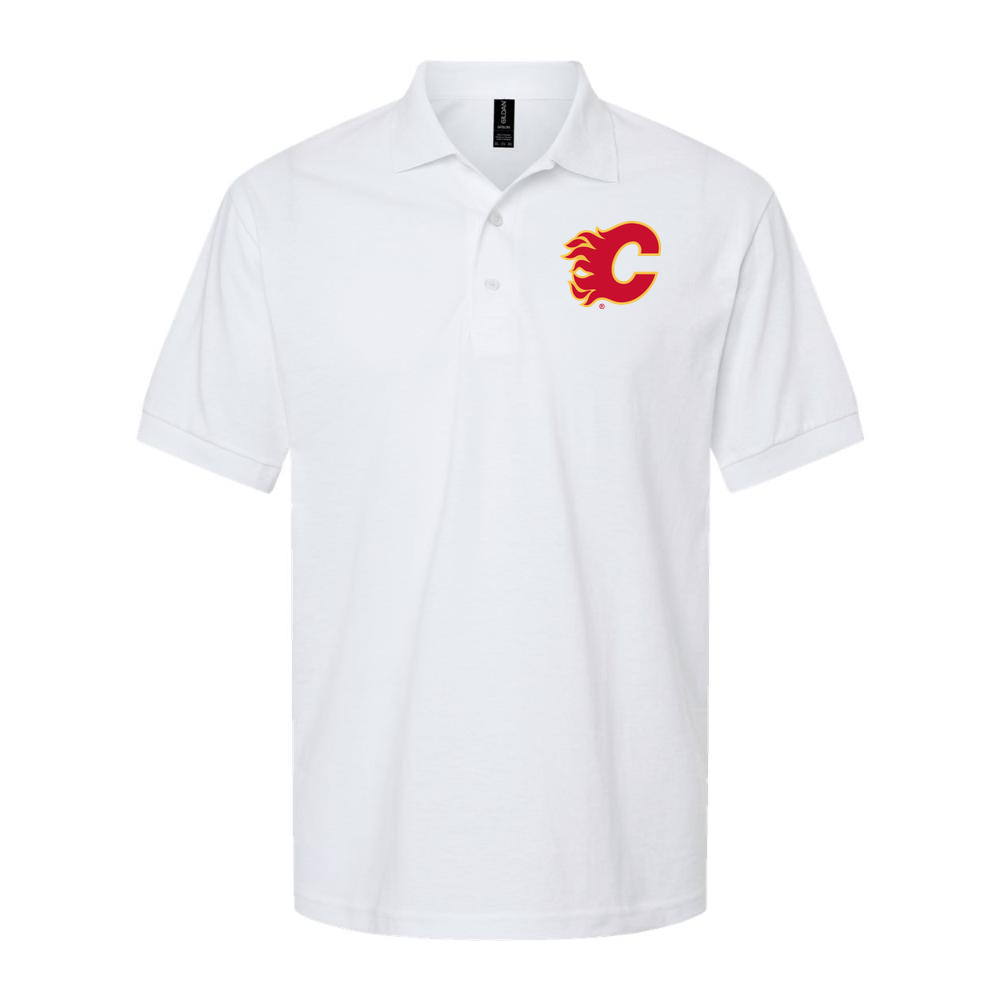 Men's Calgary Flames Dry Blend Polo - White
