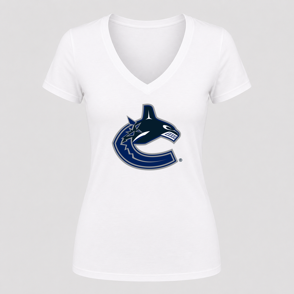 Women's Vancouver Canucks V Neck T-Shirt in white