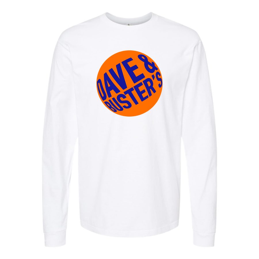 Men's Dave & Buster s Long sleeves Cotton Blend T-Shirt - White