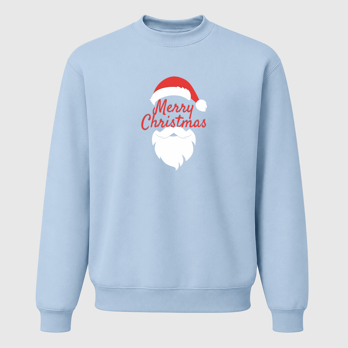 Men's Merry Christmas Santa Crewneck Sweatshirt - Sky Blue