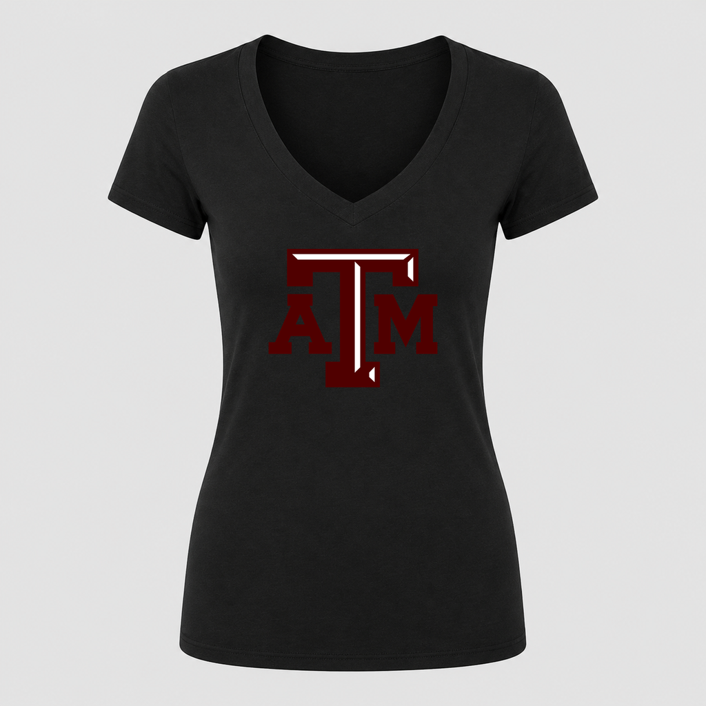 Women's Texas A&M University V Neck T-Shirt in black