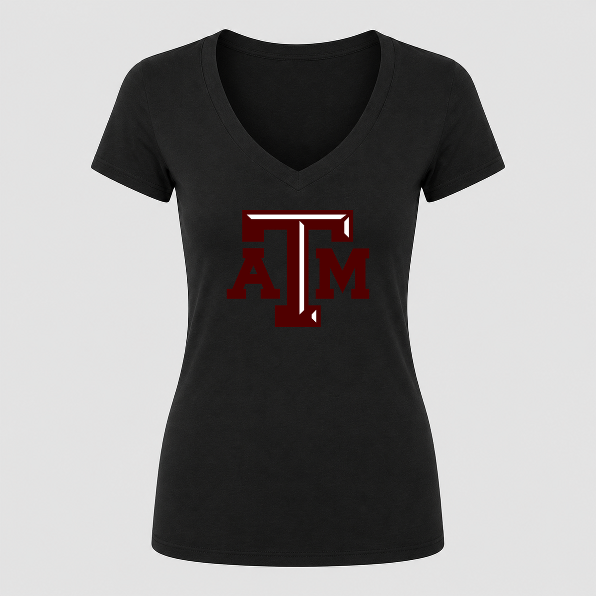 Women's Texas A&M University V Neck T-Shirt in black