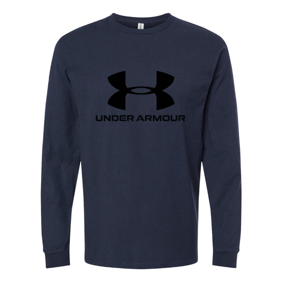 Men's Under-Armour-logo-1536x968 Long sleeves Cotton Blend T-Shirt - Navy