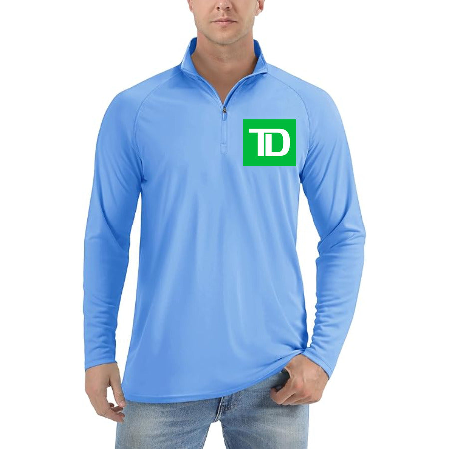 TD Bank logo quarter-zip athletic shirt in Light Blue