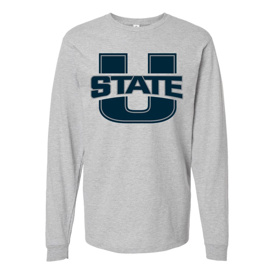 Men's Utah State Aggies Logo Long sleeves Cotton Blend T-Shirt - Gray