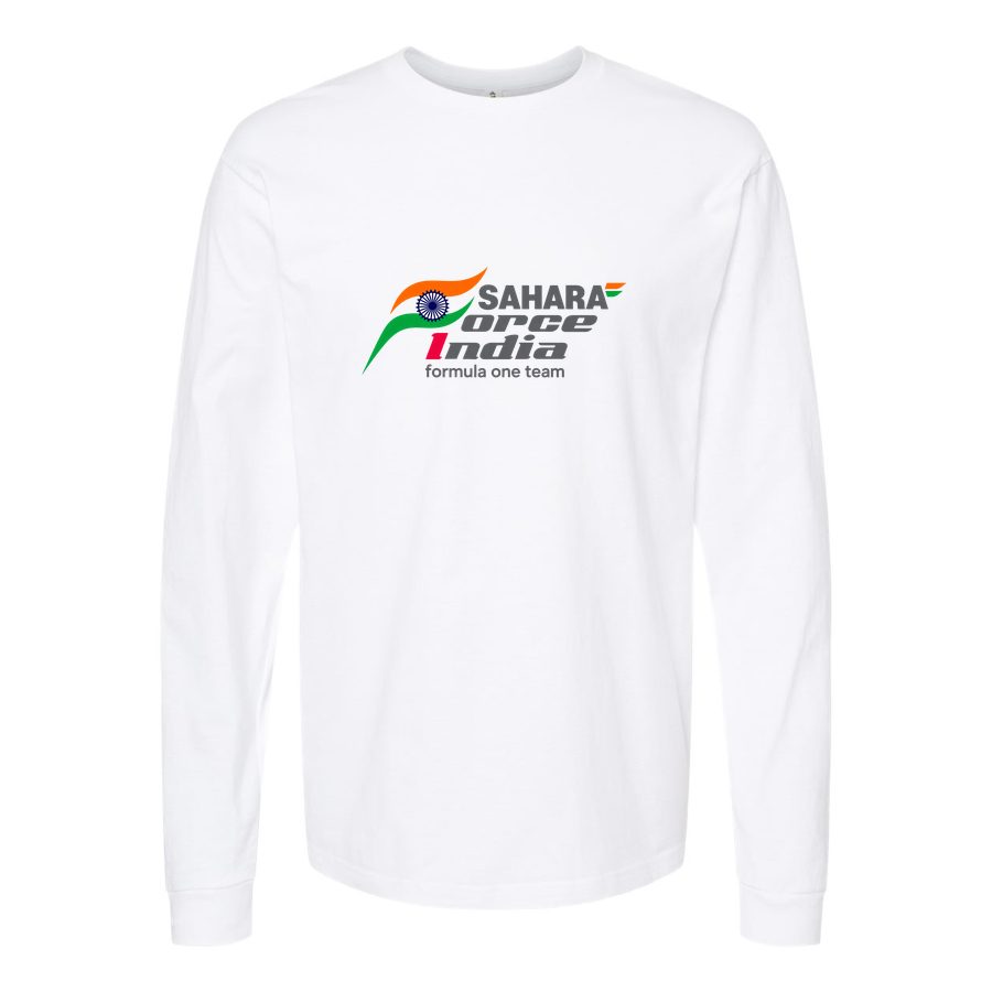 Men's Sahara Force India Formula One Team Long sleeves Cotton Blend T-Shirt - White