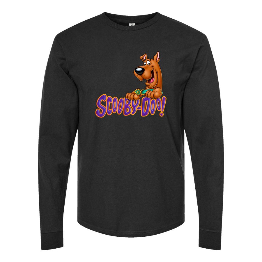 Men's Scooby-Doo-Logo-768x432 Long sleeves Cotton Blend T-Shirt - Black