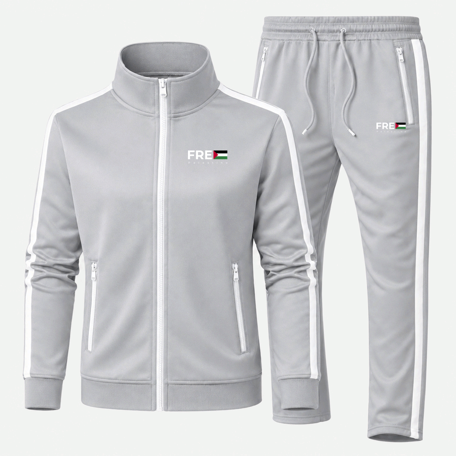 Free Palestine white tracksuit in Gray