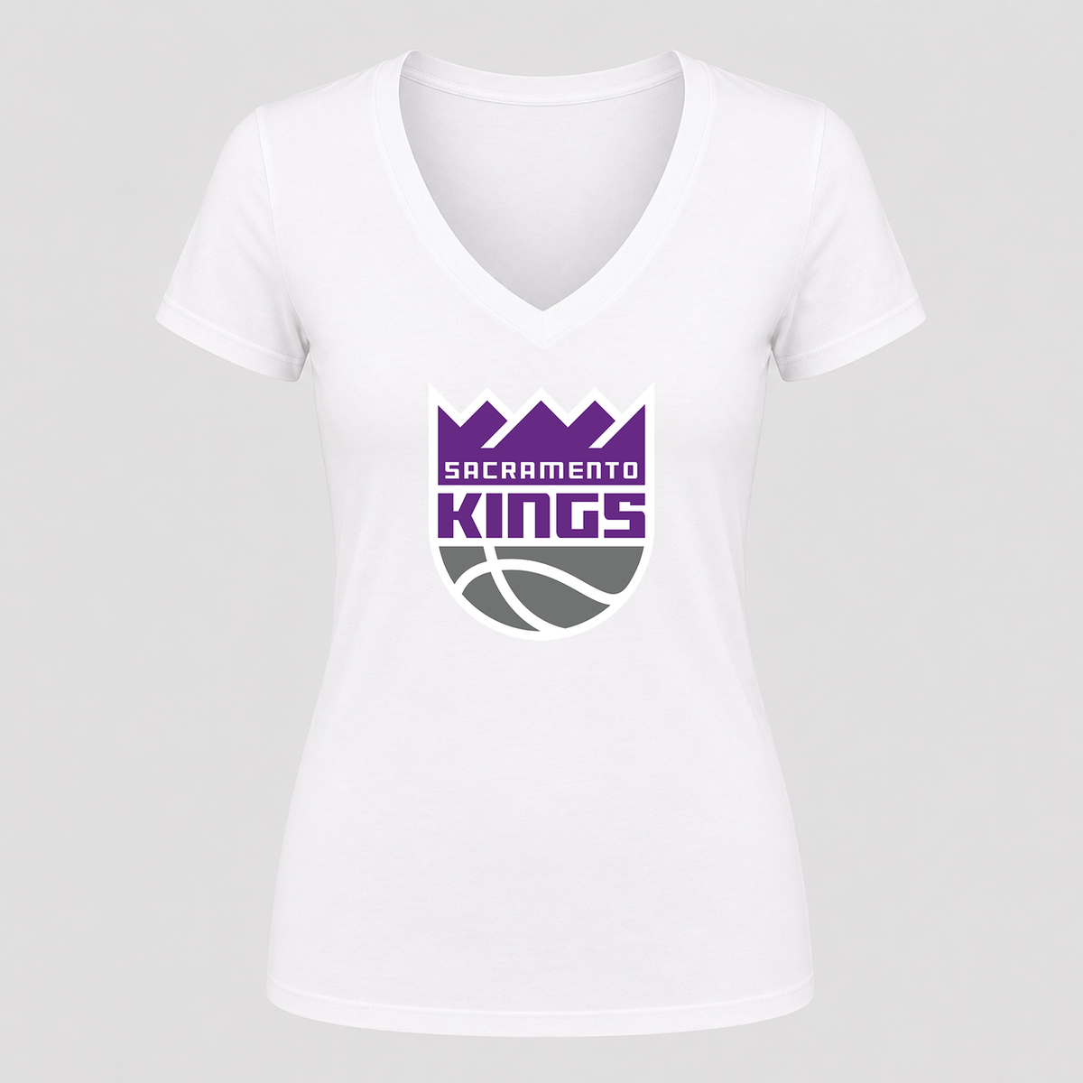 Women's Sacramento Kings V Neck T-Shirt in white