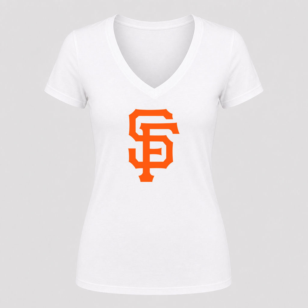 Women's San Francisco Giants V Neck T-Shirt in white