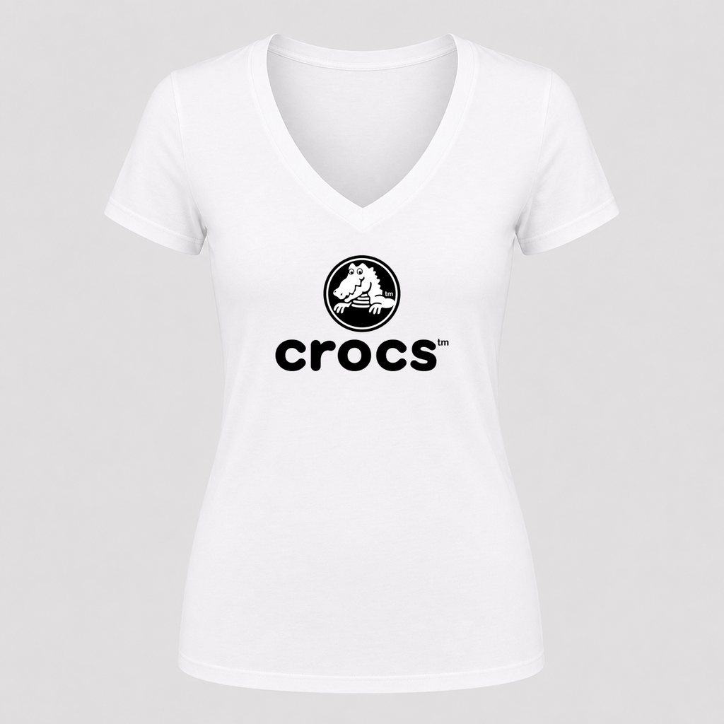 Women's Crocs V Neck T-Shirt in white