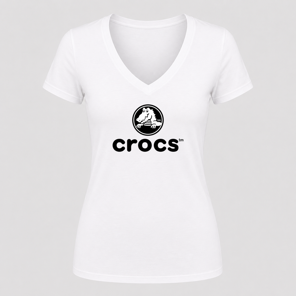 Women's Crocs V Neck T-Shirt in white
