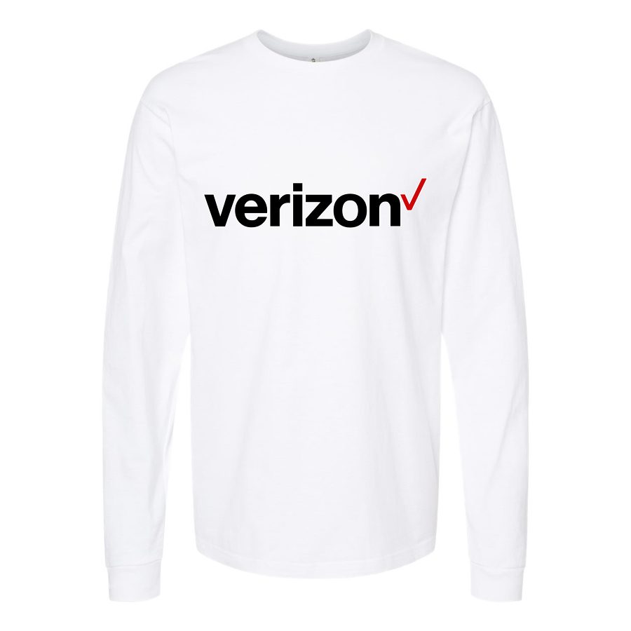 Men's verizon-logo-png Long sleeves Cotton Blend T-Shirt - White
