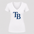 Women's Tampa Bay Rays V Neck T-Shirt in white