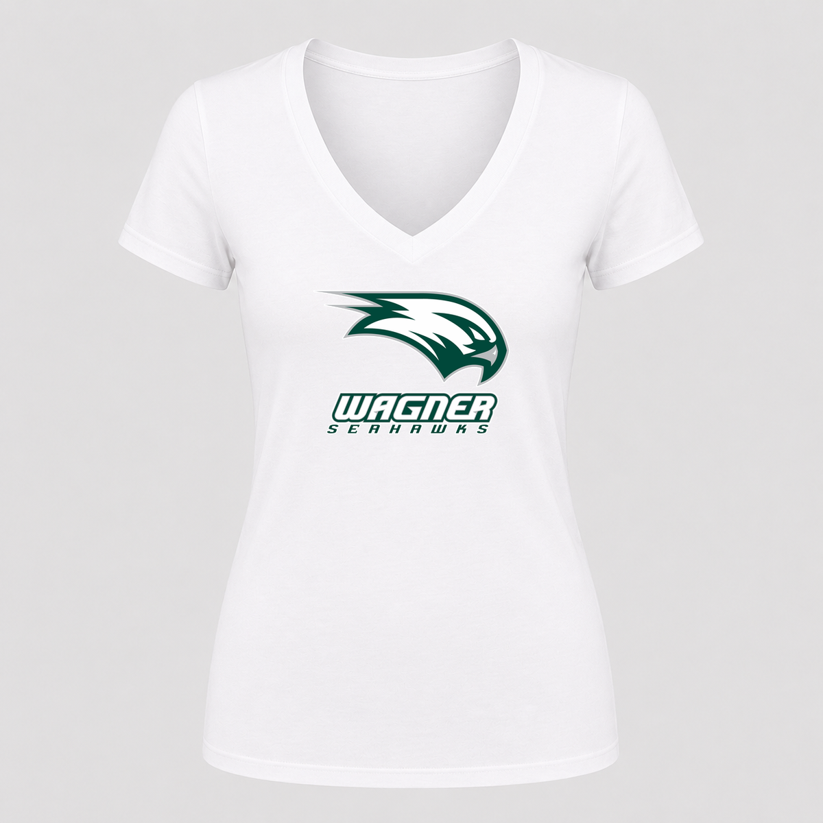 Women's Wagner Seahawks V Neck T-Shirt in white