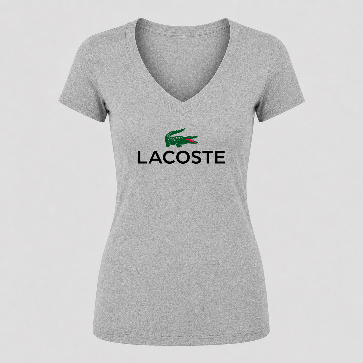 Women's Lacoste V Neck T-Shirt in gray