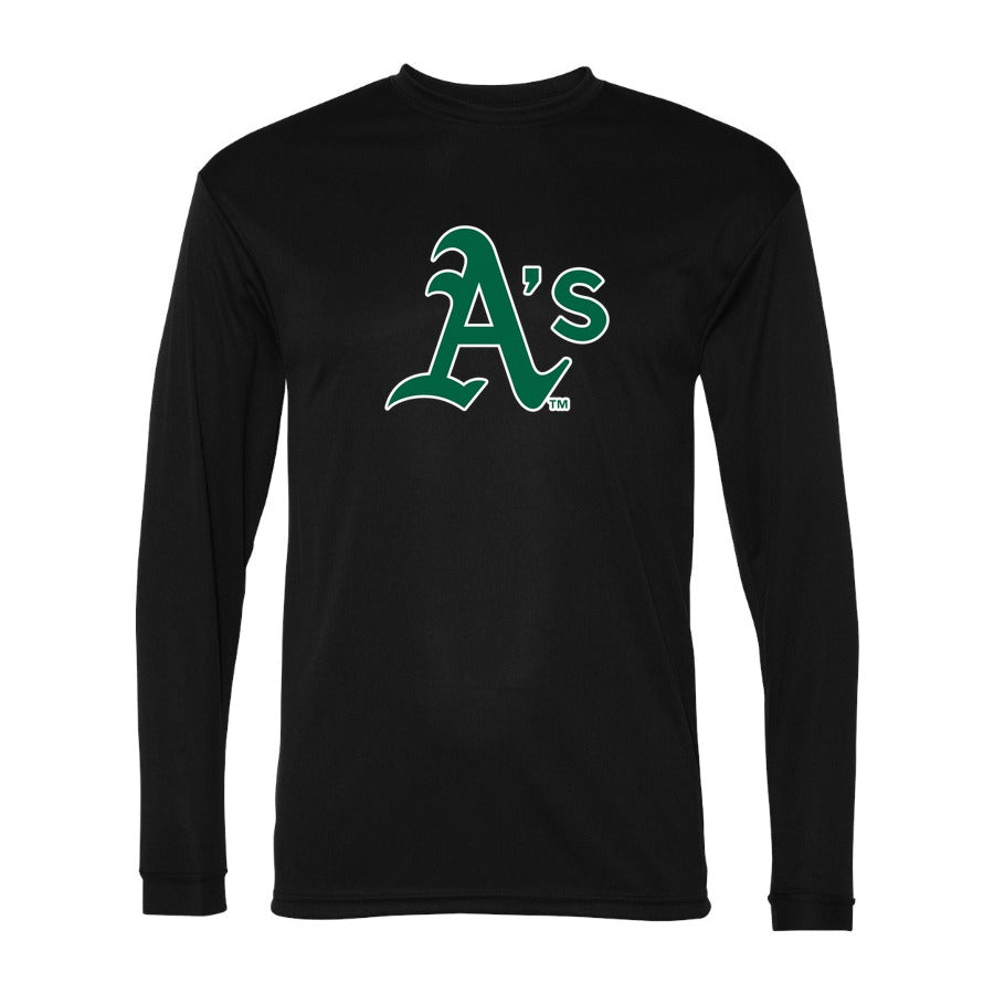 Men's Oakland Athletics Polyester Long Sleeve T-Shirt - Black