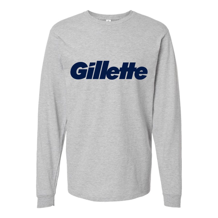 Men's Gillette-logo-1536x922 Long sleeves Cotton Blend T-Shirt - Gray