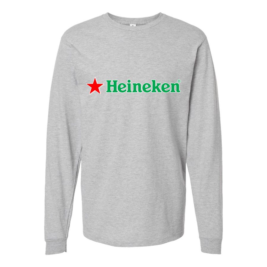 Men's Heineken logo Long sleeves Cotton Blend T-Shirt - Gray