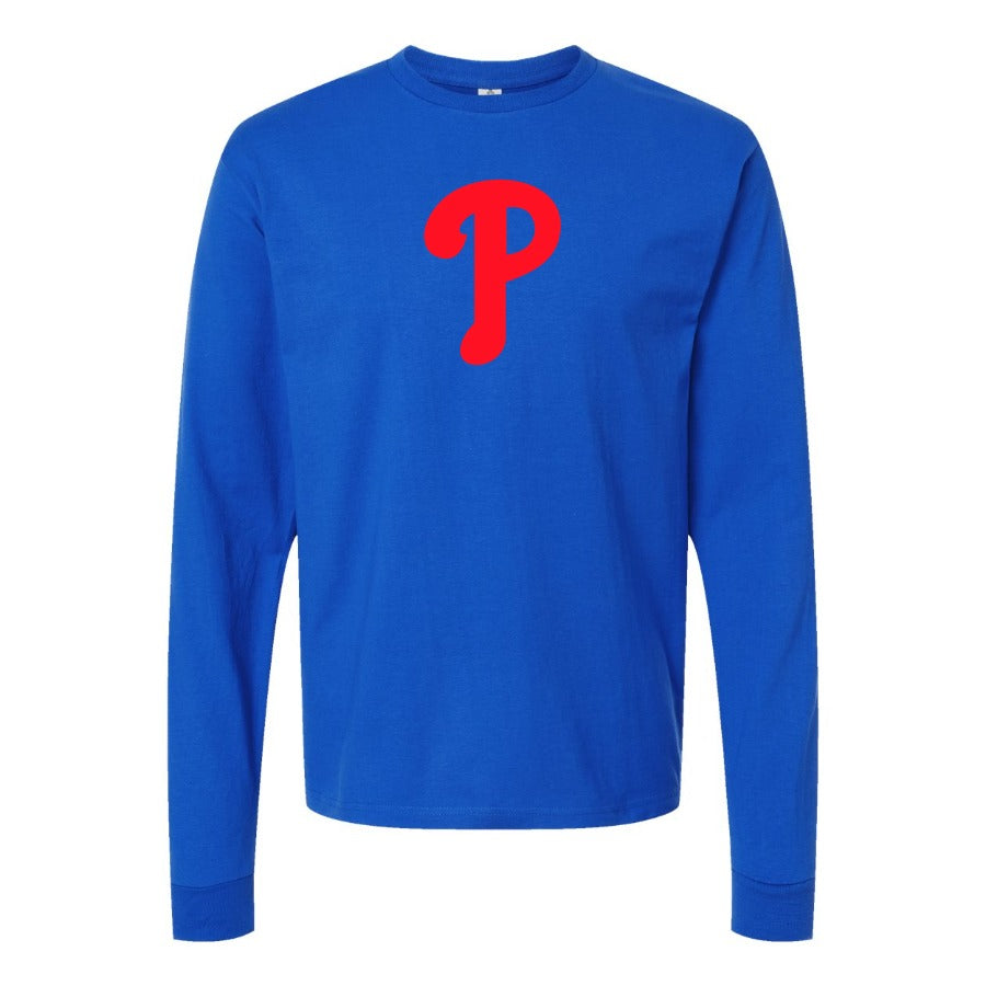 Men's Philadelphia Phillies Long sleeves Cotton Blend T-Shirt - Blue